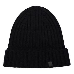 All Saints Ribbed Skull Cap Black Wool Beanie Hat NWOT